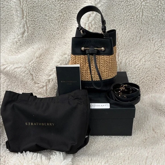 Strathberry Raffia/Black leather Osette - Picture 3 of 11